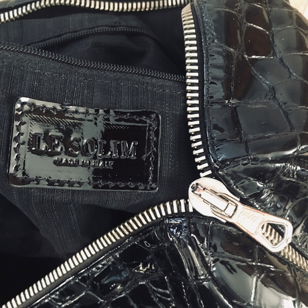 Italy Le Solim Patent Leather Bag Black - Picture 7 of 8